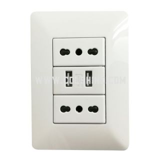 Italian wall socket with USB 2.1A  for Chile