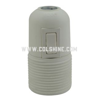 E27 plastic lamp holder with switch and a ring